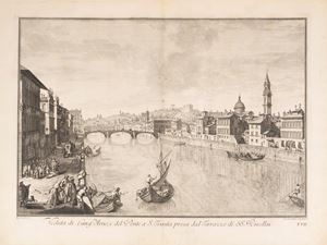 View of Lungarno and Ponte a S. Trinita taken from the terrace of SS. Rucellai