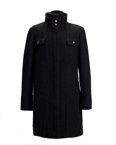 Cappotto in lana nera con fodera in seta