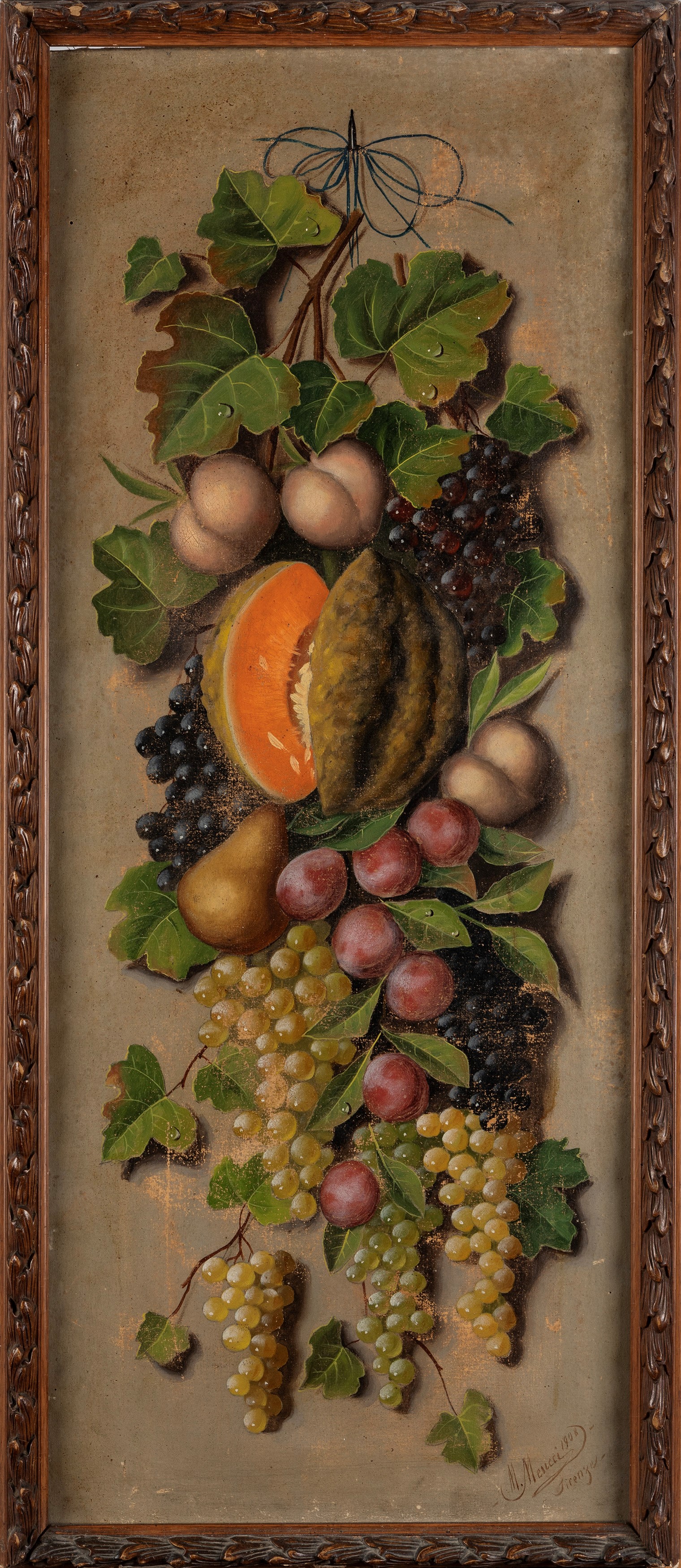 Michelangelo Meucci - Nature morte di frutta, coppia, olio su tela