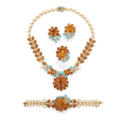 Parure con Quarzi Citrini e Turchesi