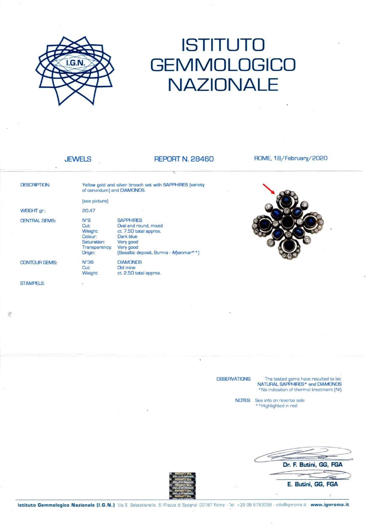 Spilla con Zaffiri