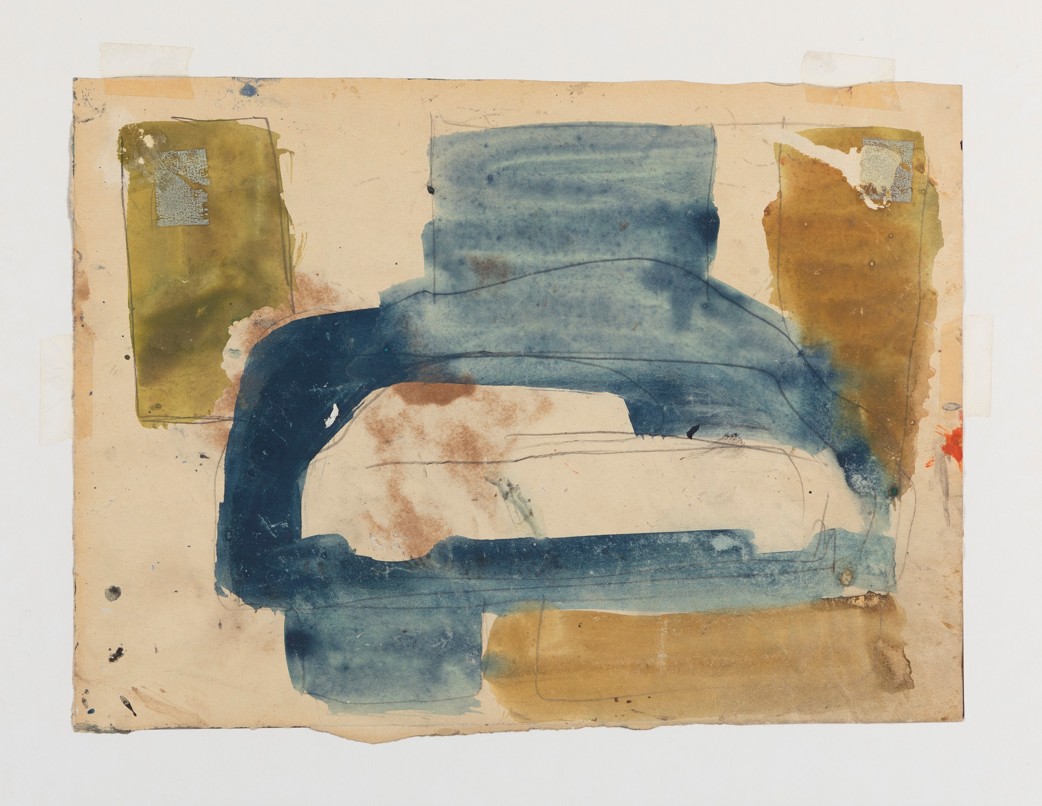 Mario Sironi - Paesaggio con Figura (recto) ; Forme (verso)