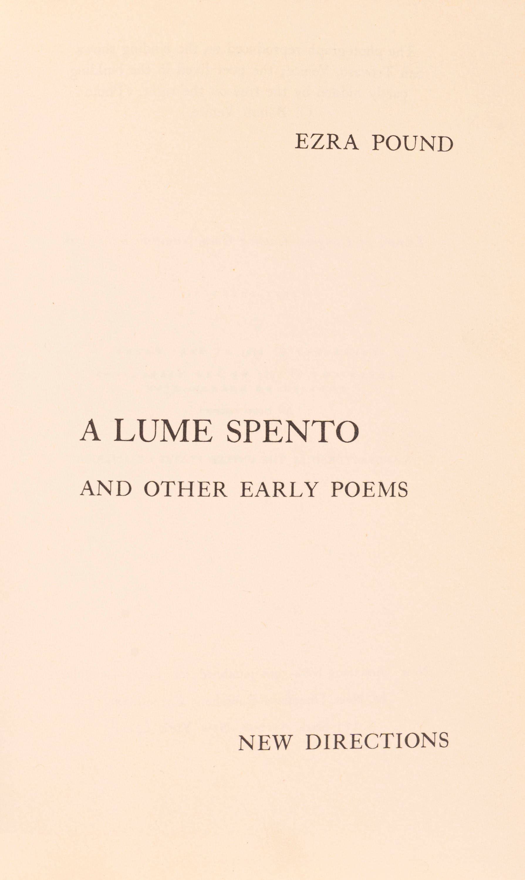 Ezra Pound - A Lume Spento