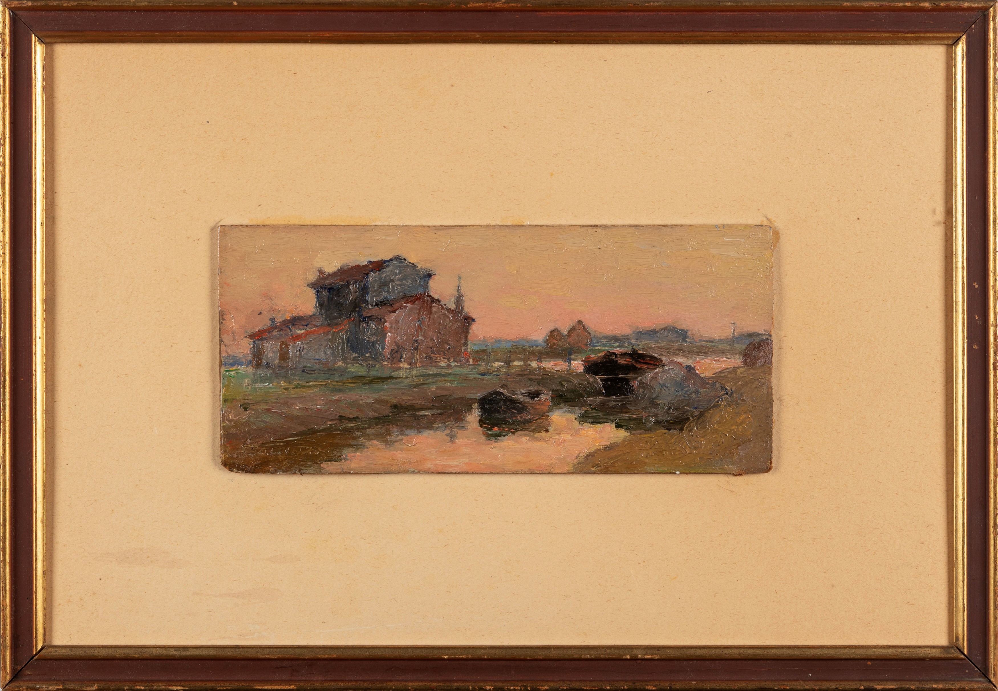 Oreste Paltrinieri - Casale a Viareggio, olio su cartone pressato