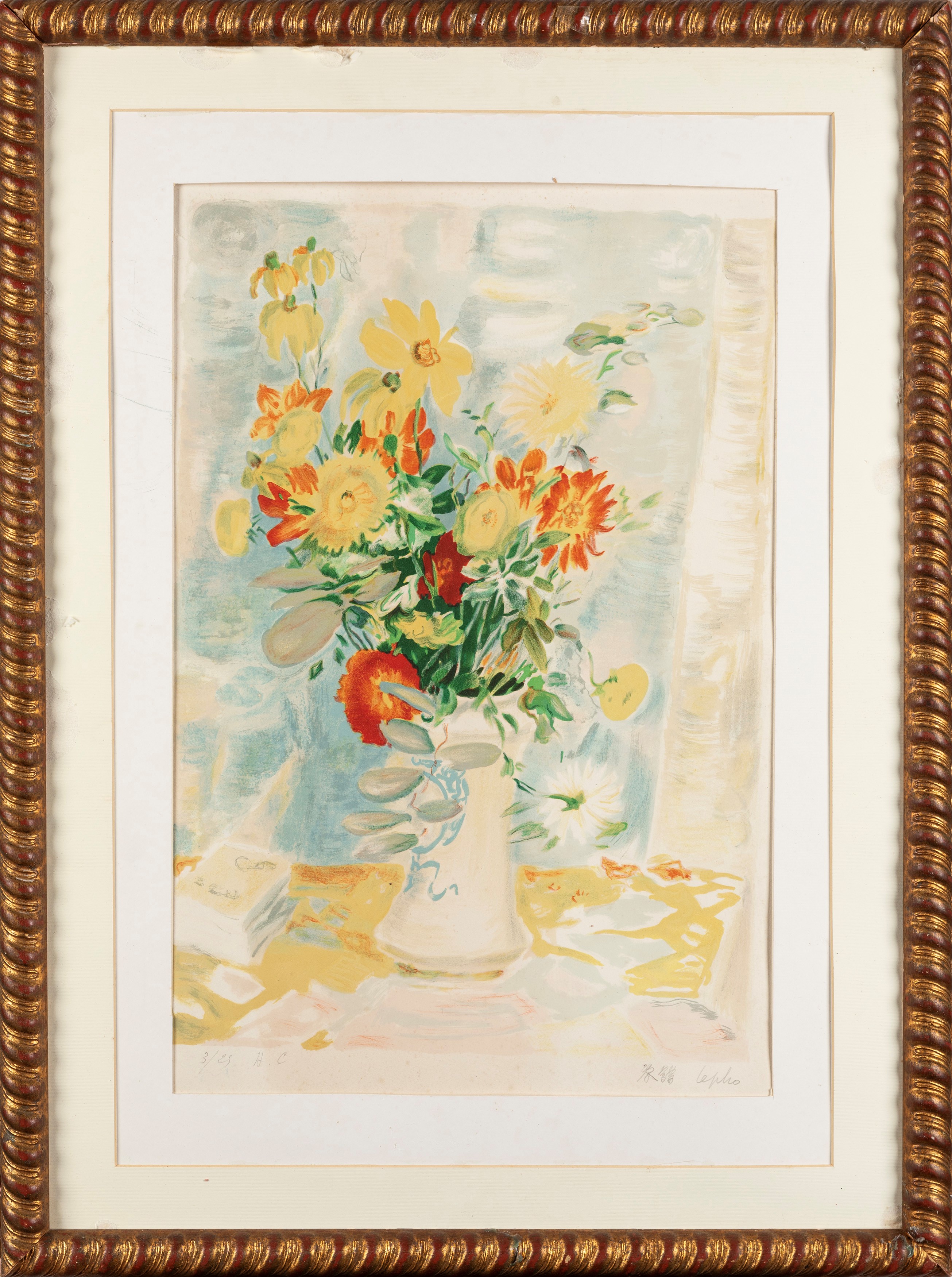 Le Pho - Vaso di fiori, litografia a colori