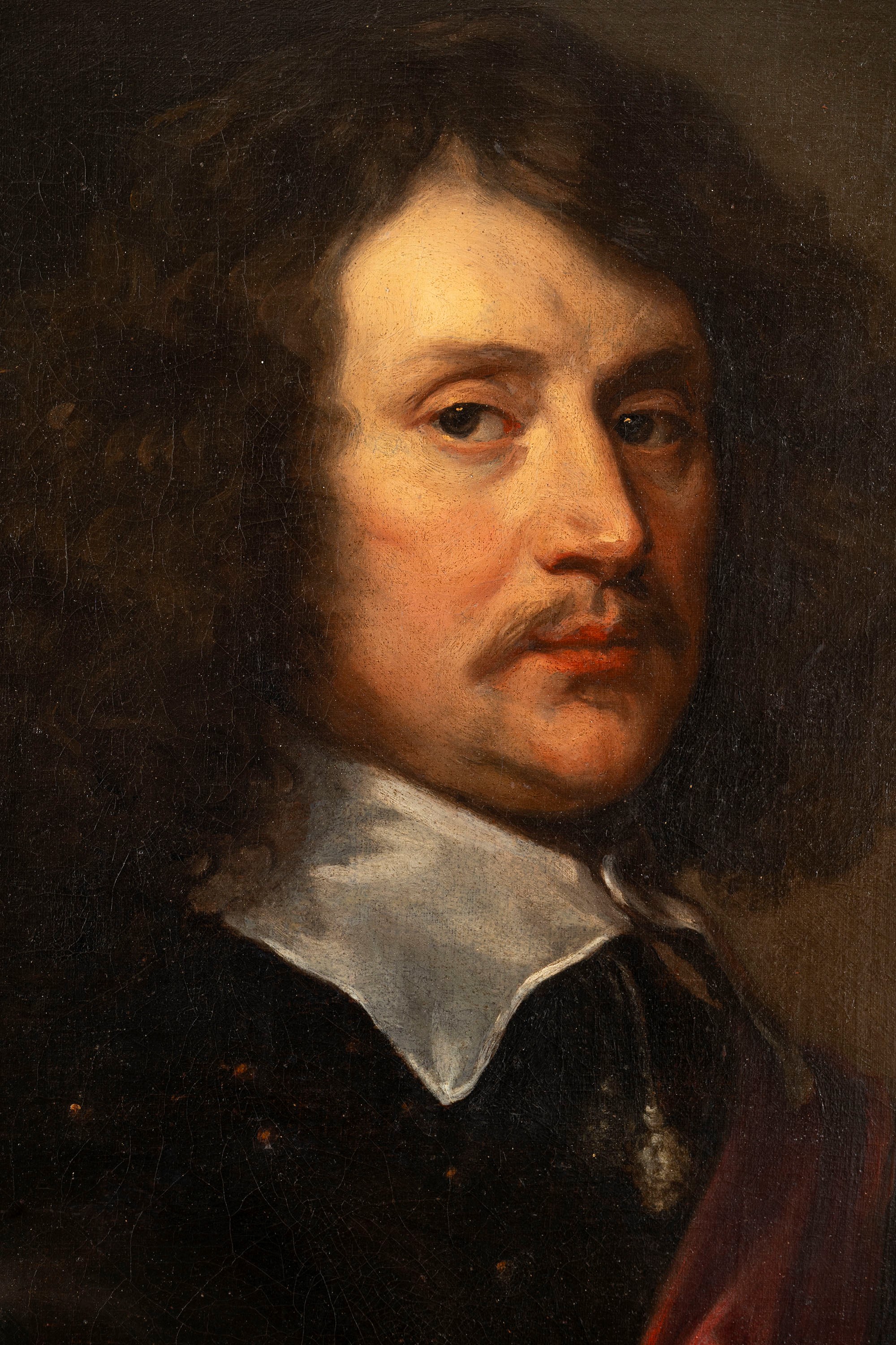 Ritratto di gentiluomo a mezzo busto, in armatura con colletto bianco