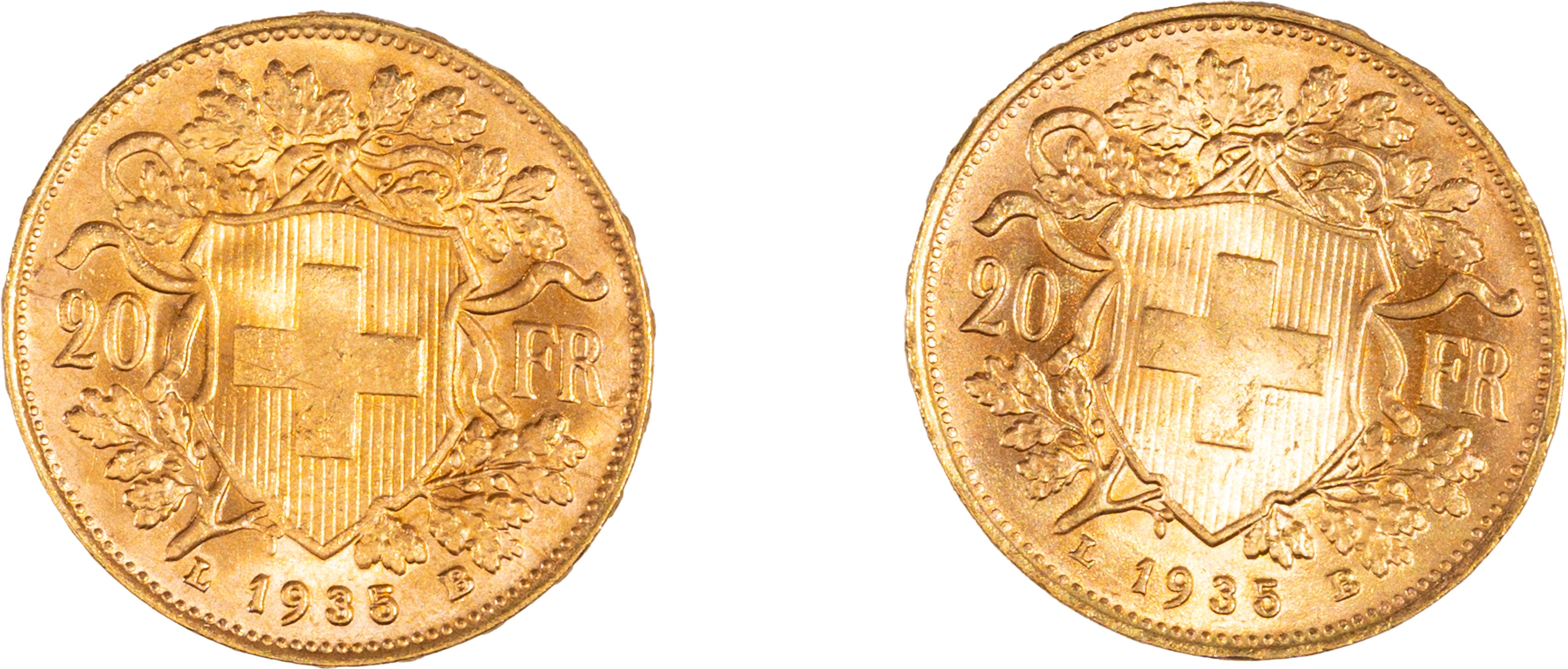 Stato Federale Svizzero - lotto di 2 monete da 20 Franchi