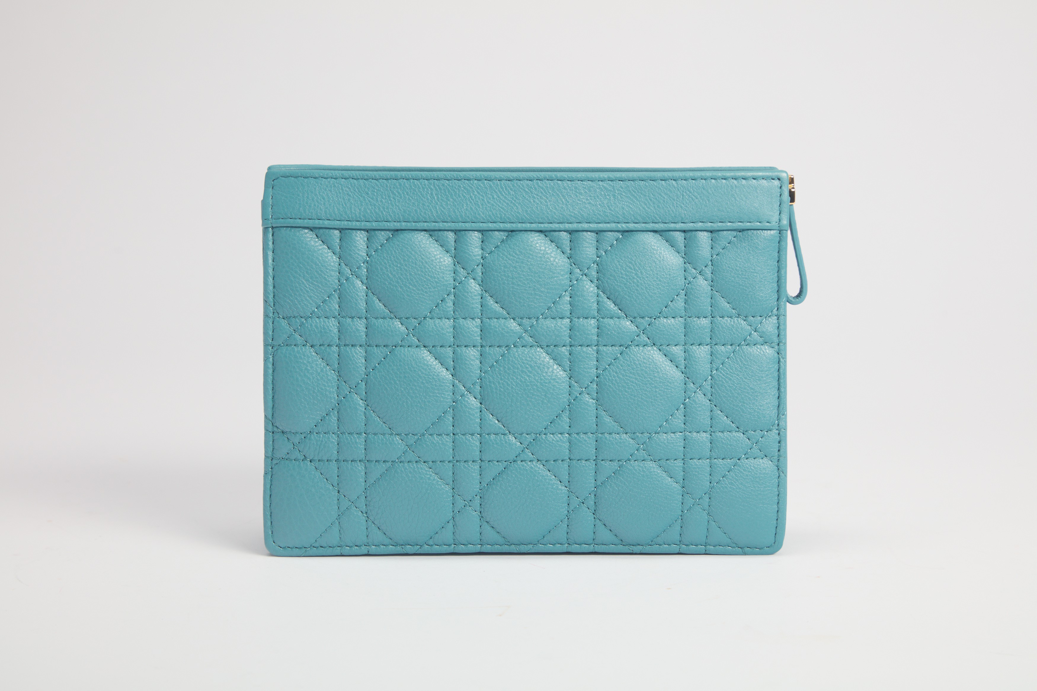 Christian Dior - Pochette Caro in pelle Cannage Blu Bondi