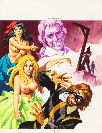 De Sade, Zitelle in calore - Tempera su cartone, 1974