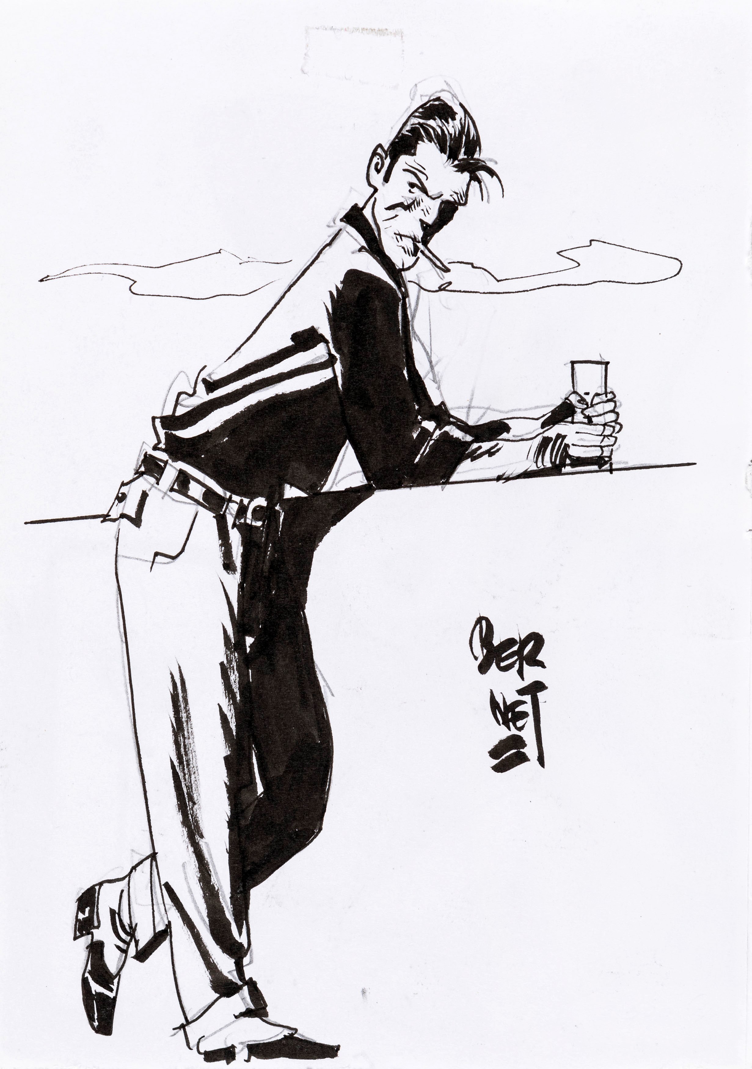 Jordi Bernet - Chiara e Torpedo - matita, china e acquerello su cartoncino