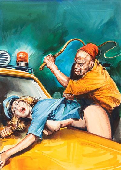 La Poliziotta - Taxi, Sexy Story, tempera su cartone