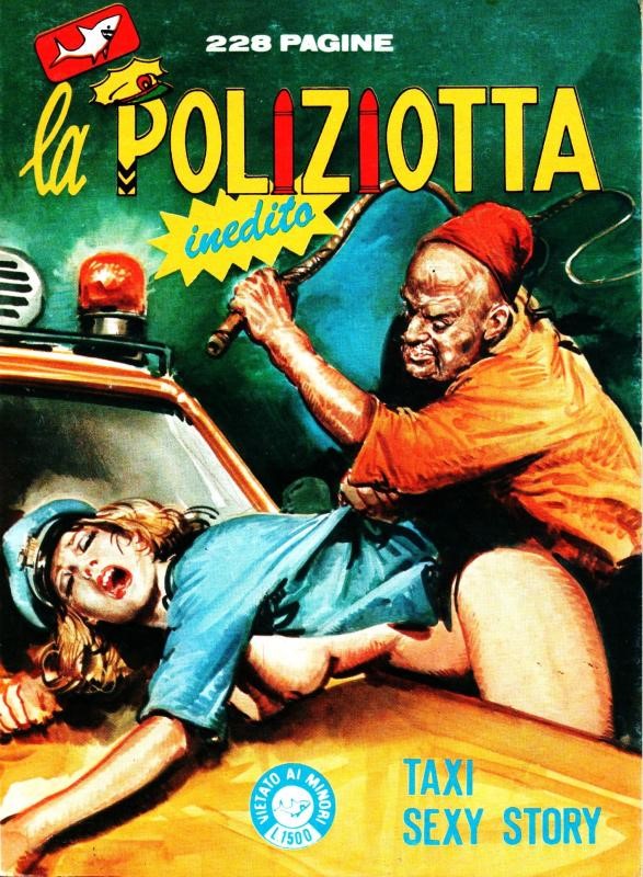 Roberto Molino - La Poliziotta - Taxi, Sexy Story, tempera su cartone