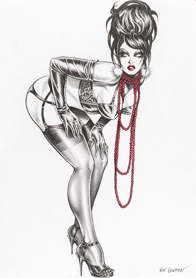 Magenta - Vestita per l'occasione, matita e tempera su cartoncino
