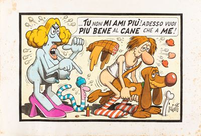 … vuoi più bene al cane che a me, matita, china e ecoline su cartoncino