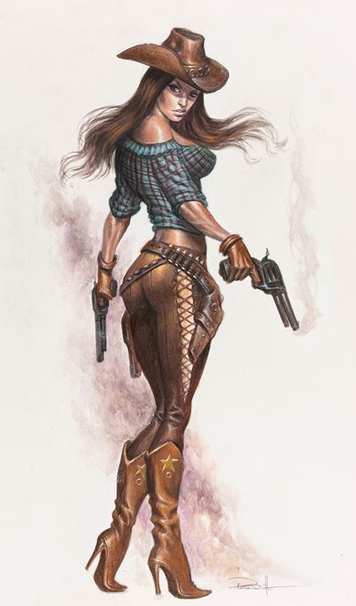 Cowgirl - tempera su cartoncino