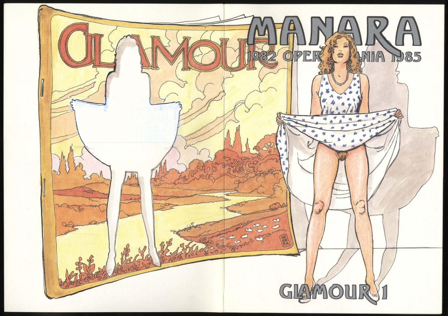 Milo Manara - Glamour, matita, china, acquerello e pennarelli su cartoncino