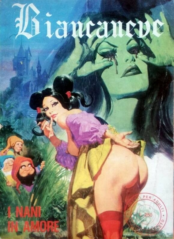 Alessandro Biffignandi - Biancaneve - I nani in amore, matita su cartoncino