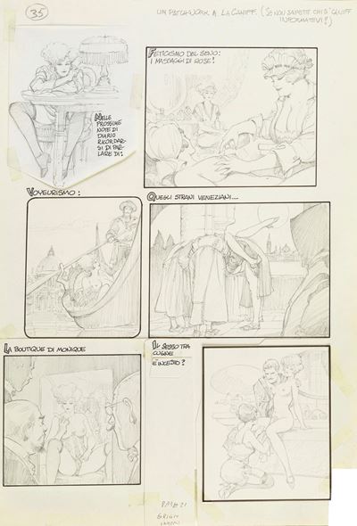 Un patchwork a la Caniff - matita e china su cartoncino, 1988