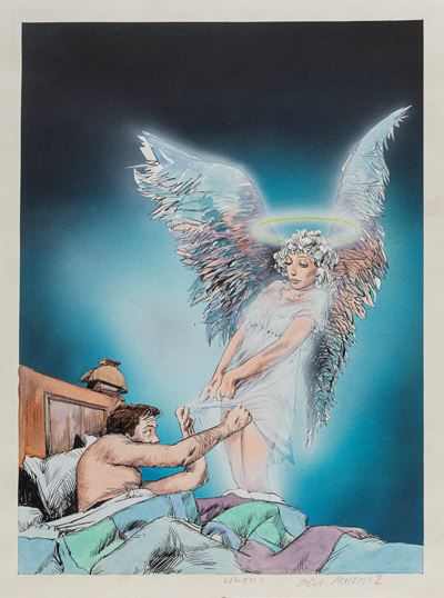 Sogni Proibiti - Il sesso degli angeli, china, acquerello e tempera su cartoncino