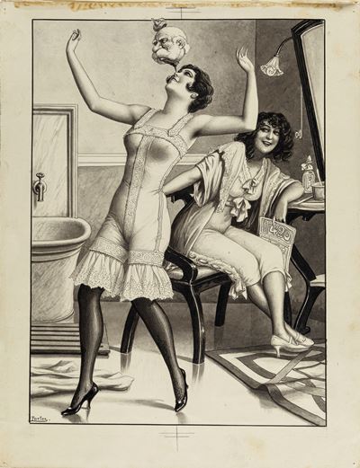 La Sigaretta - illustrazione originale in china e acquerello su cartoncino