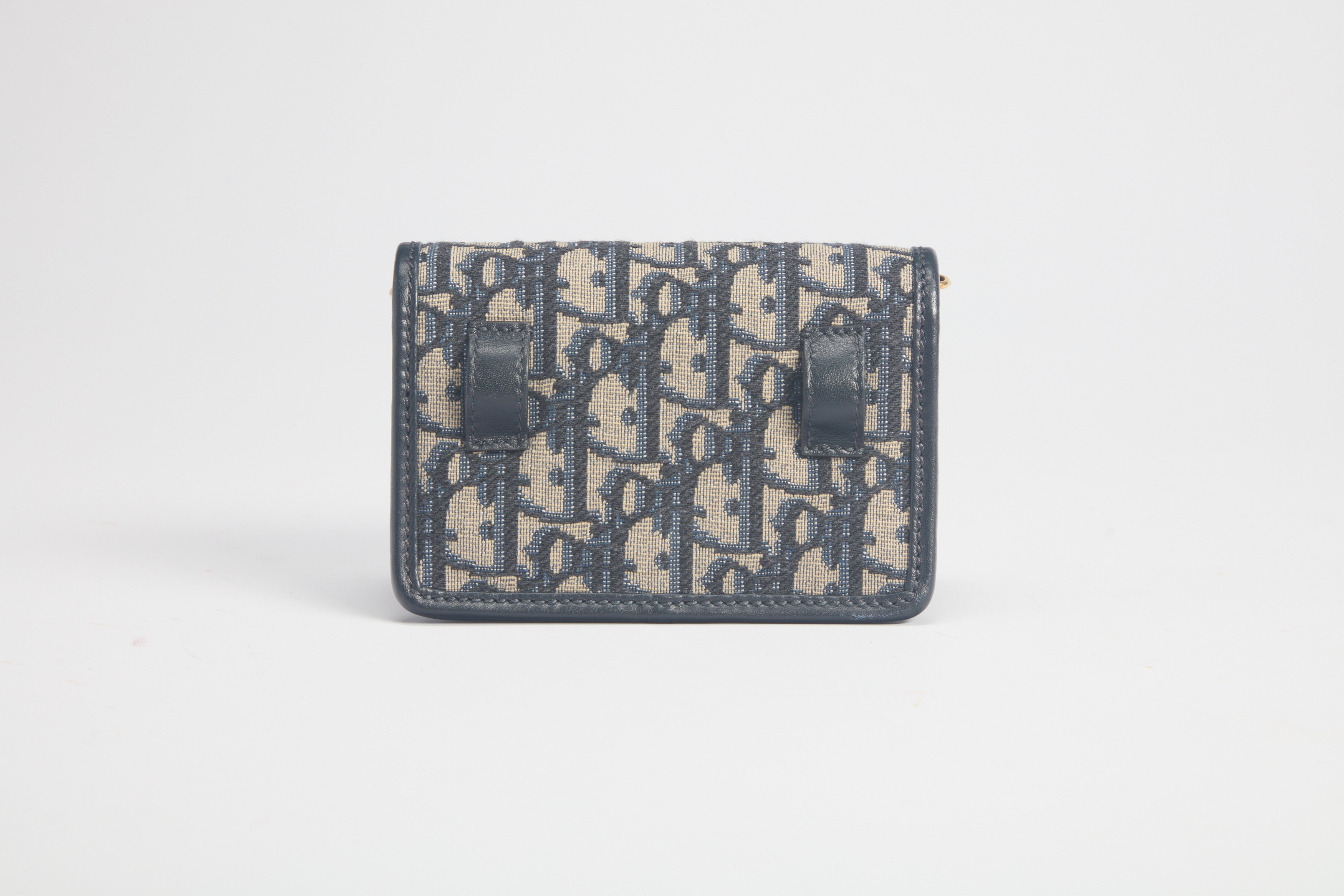 Christian Dior - Mini borsa in tessuto jacquard Oblique con catena dorata