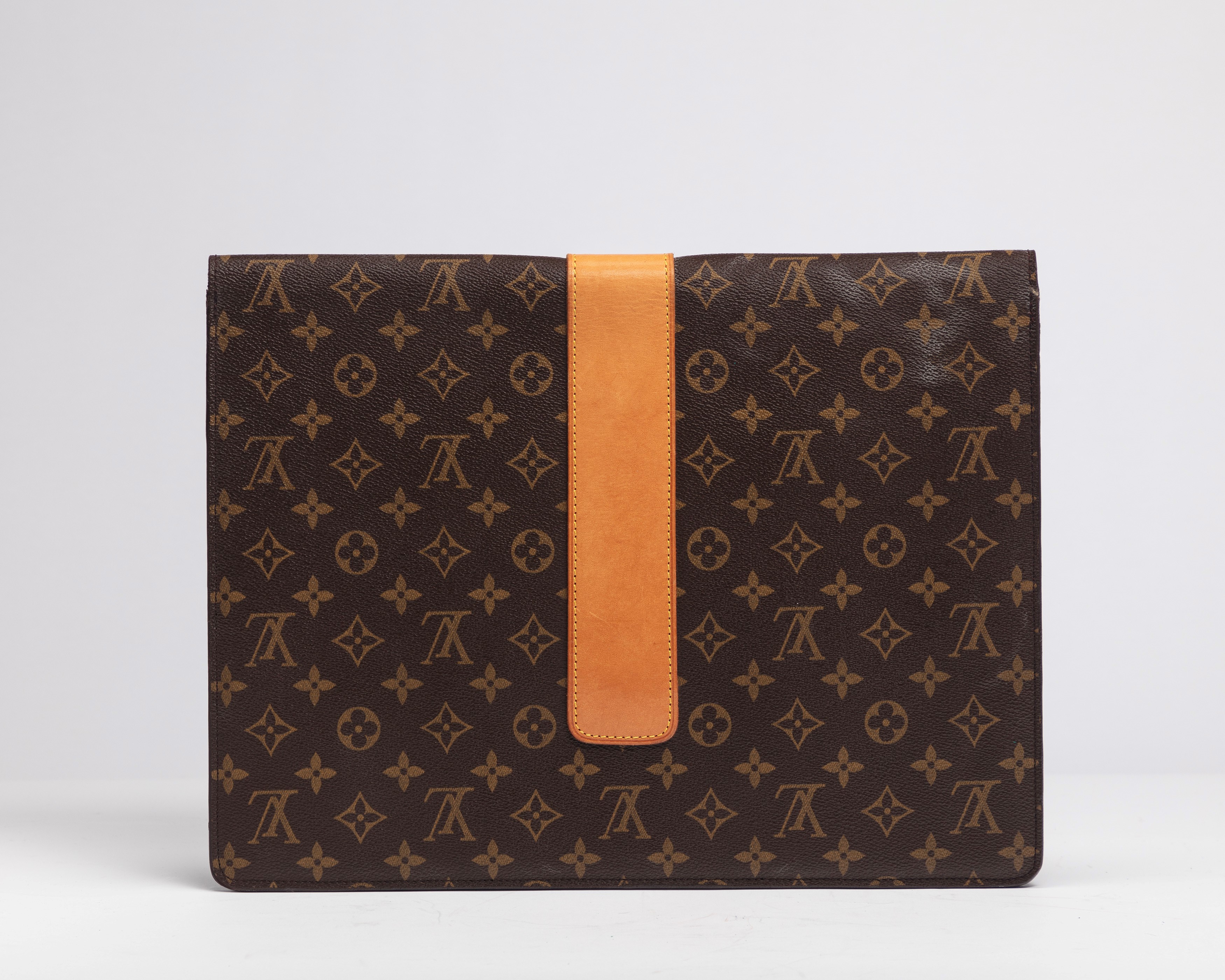 Louis Vuitton - Cartella portadocumenti, tela monogram con chiusura in cuoio, 1985