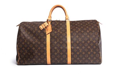 Keepall, Sacca in tela monogram con dettagli in metallo dorato