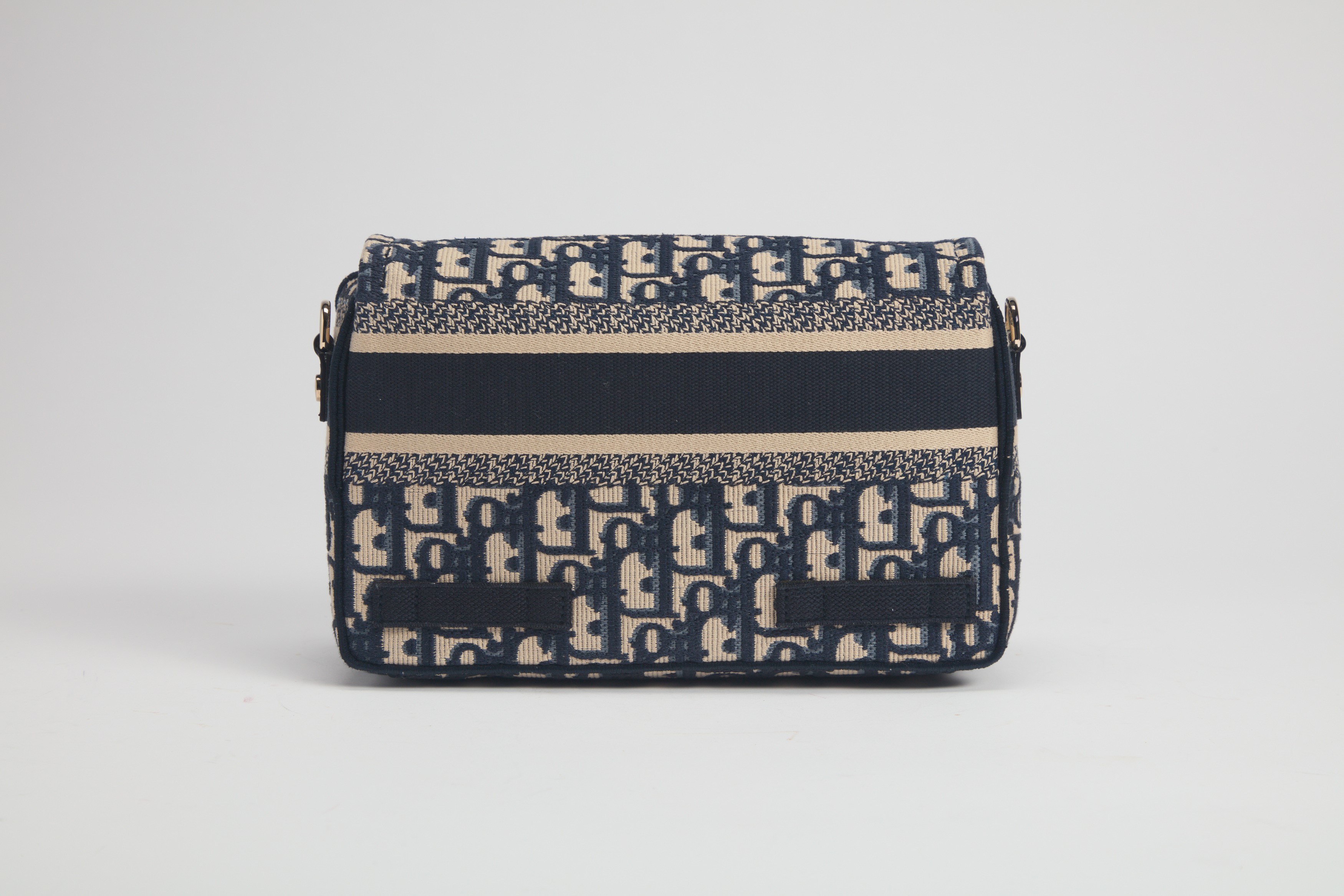 Christian Dior - Borsa in tela blu Jacquard Oblique con tracolla