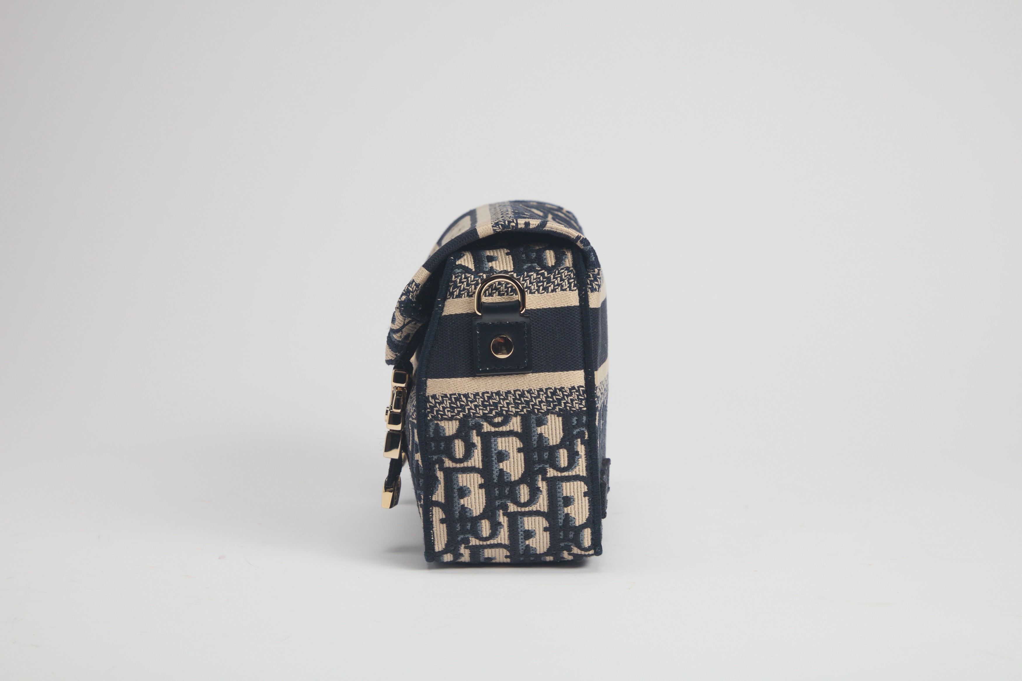Christian Dior - Borsa in tela blu Jacquard Oblique con tracolla