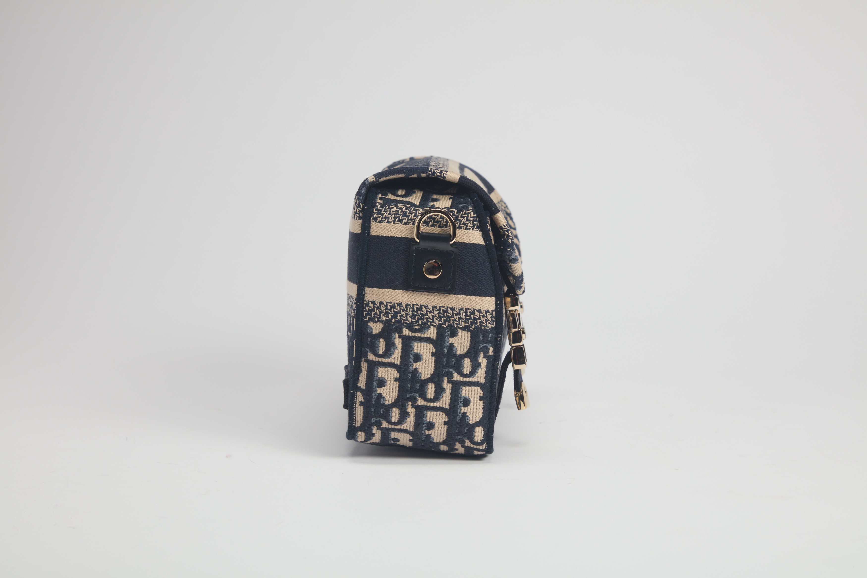 Christian Dior - Borsa in tela blu Jacquard Oblique con tracolla