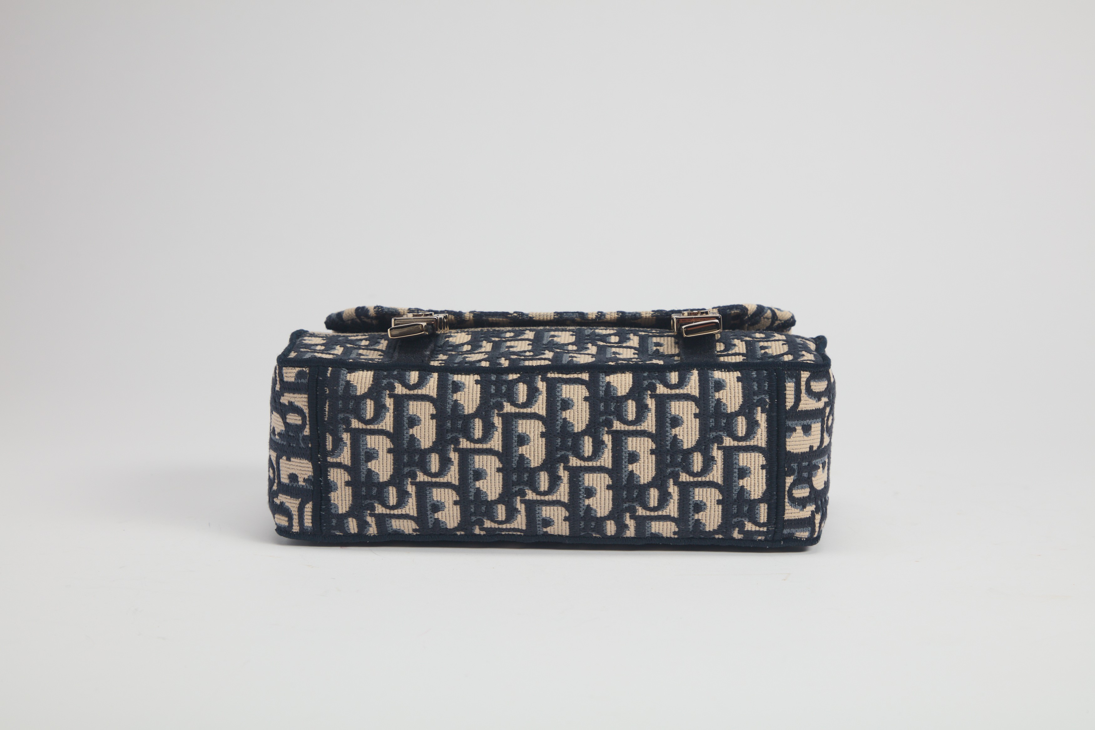 Christian Dior - Borsa in tela blu Jacquard Oblique con tracolla