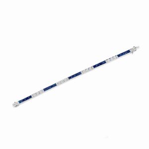 A 18K white gold, synthetic sapphire and diamond bracelet