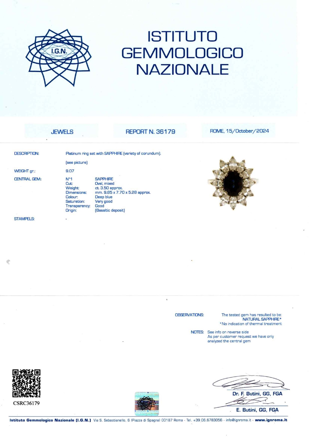 Anello con Zaffiro