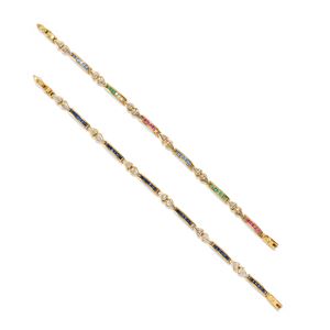 Two bracelets with coloured stones