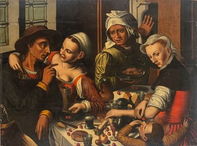 Scena di osteria, olio su tavola