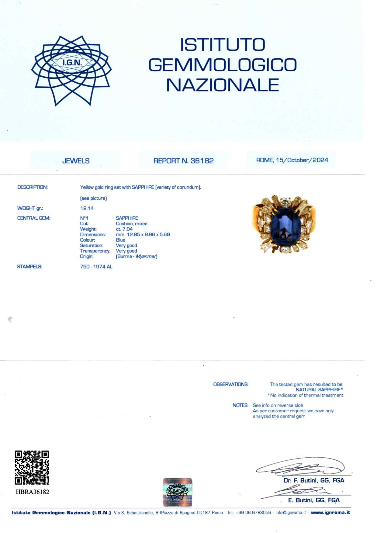 Anello con Zaffiro