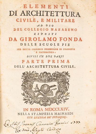 Elementi di architettura civile e militare ad uso del collegio nazareno, 1764