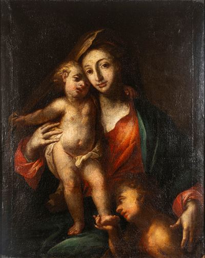 Anonimo, Madonna con Bambino e San Giovannino, olio su tela