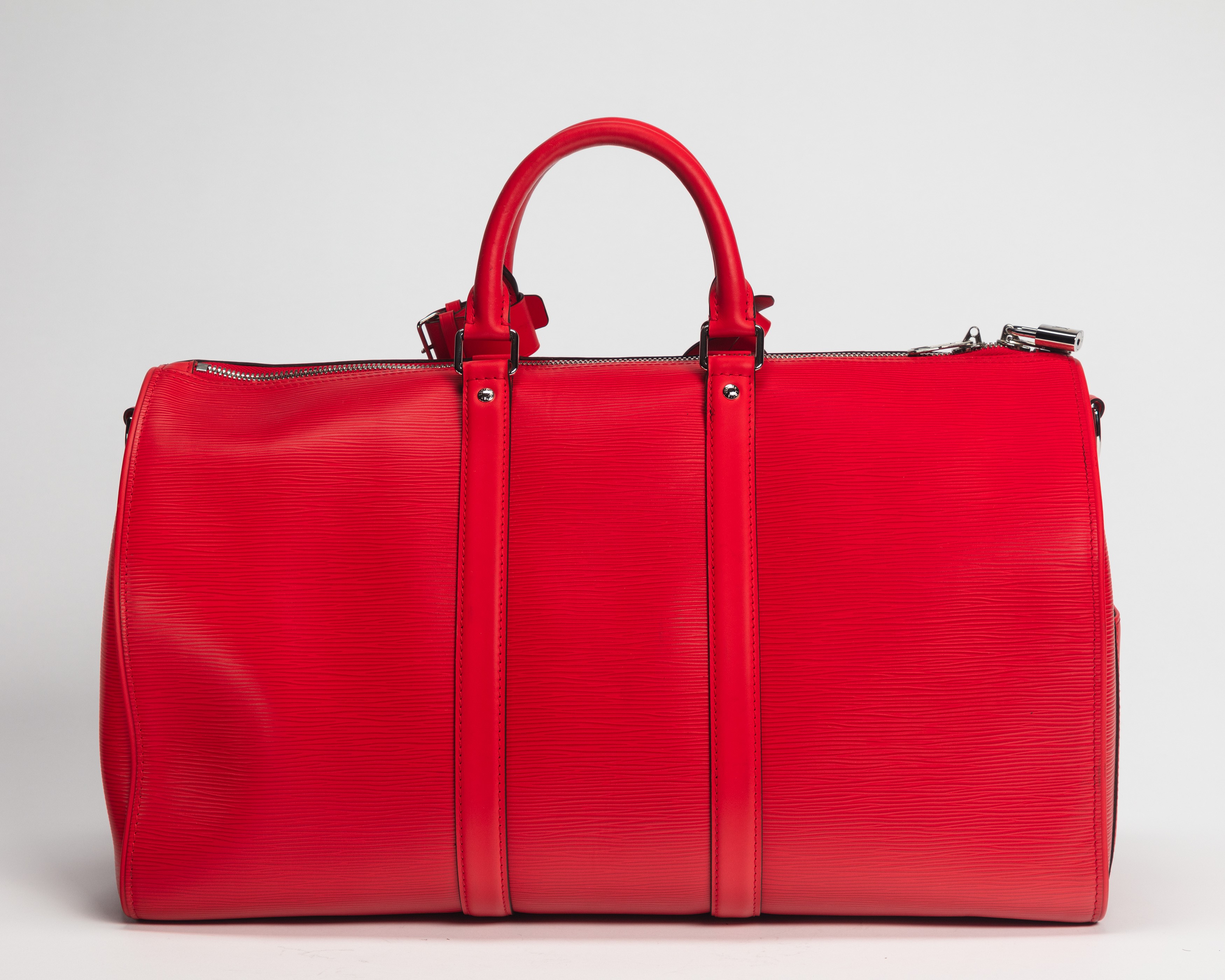 Louis Vuitton - Supreme, Keepall 45 in pelle Cuir Épi rossa, edizione limitata
