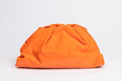 Pouch in pelle color arancione, cm 35