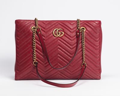 Borsa Shopping in pelle Marmont rossa con dettagli in metallo dorato e brunito