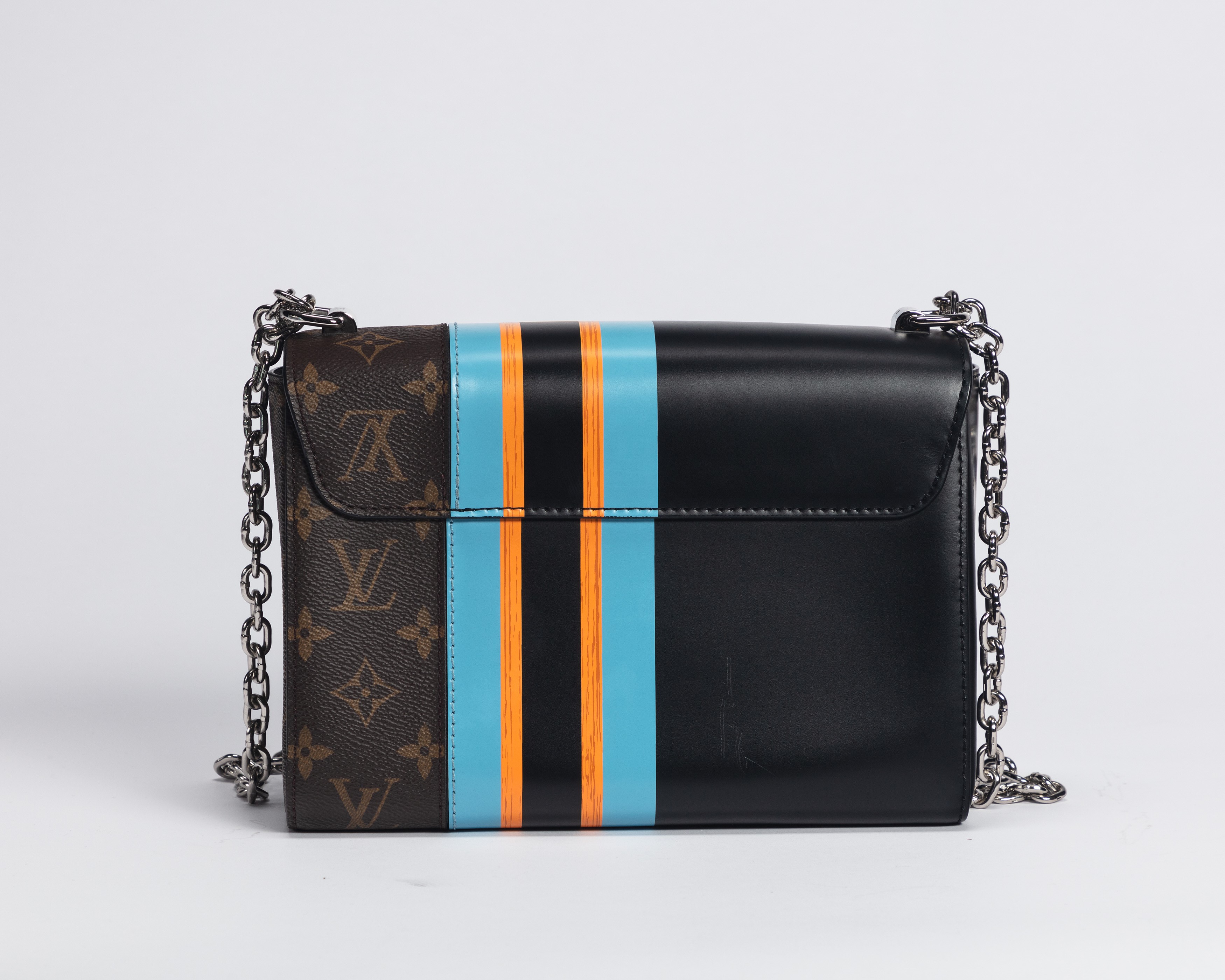 Louis Vuitton - Borsa Twist in pelle nera e tela monogram con tracolla a catena, 2016
