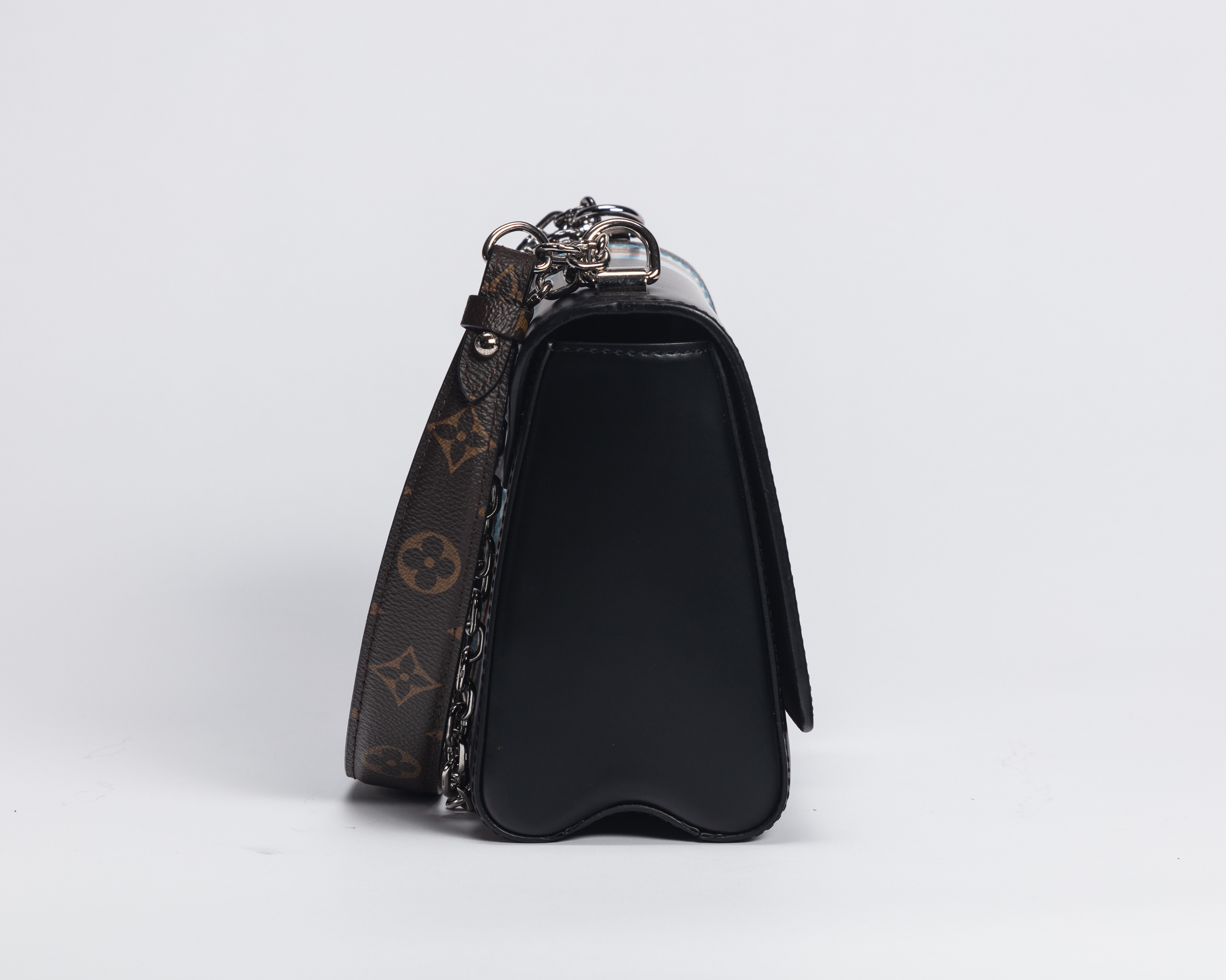 Louis Vuitton - Borsa Twist in pelle nera e tela monogram con tracolla a catena, 2016