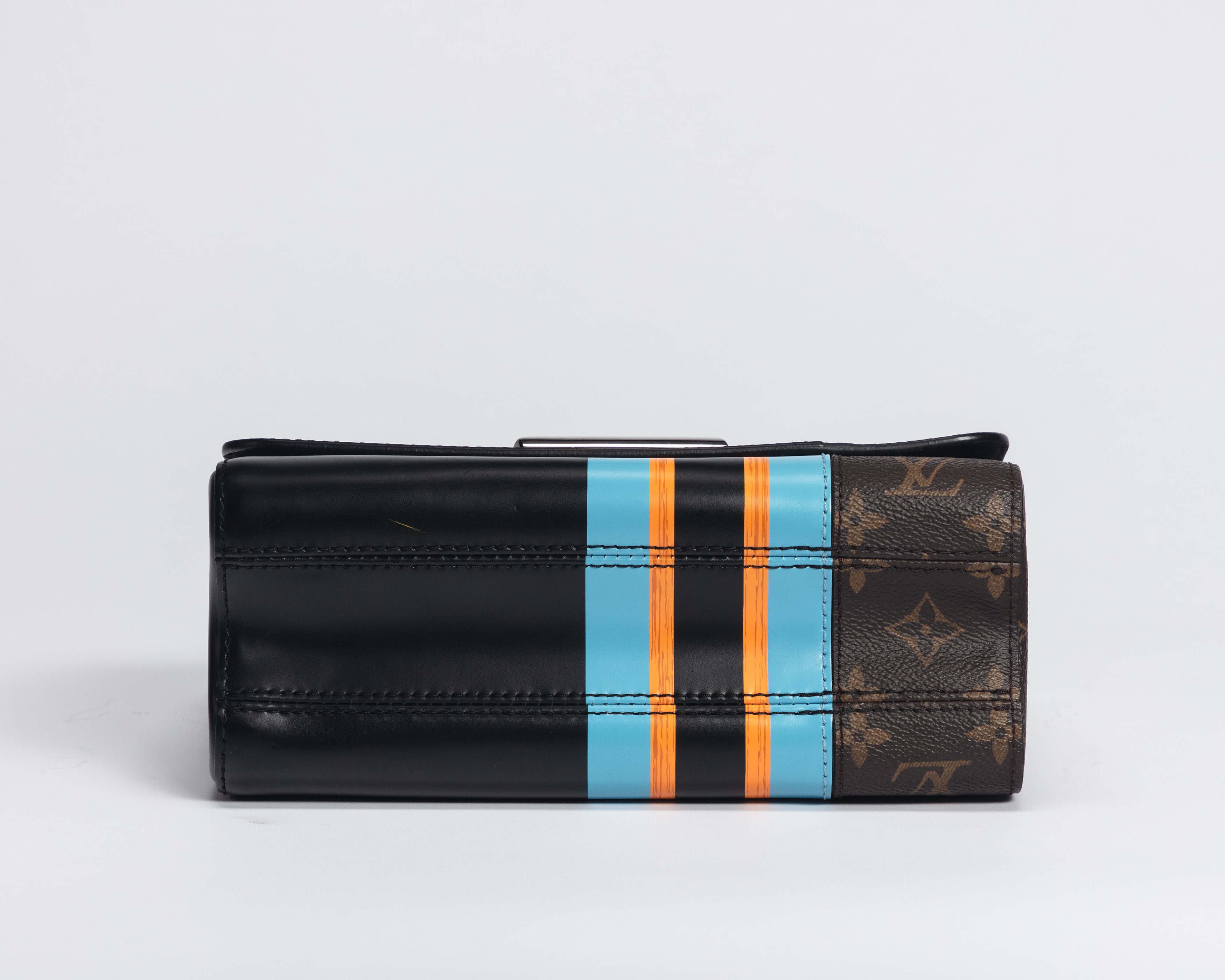 Louis Vuitton - Borsa Twist in pelle nera e tela monogram con tracolla a catena, 2016