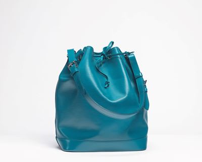 Secchiello Noé, pelle épi blu ottanio con tracolla regolabile, 2013