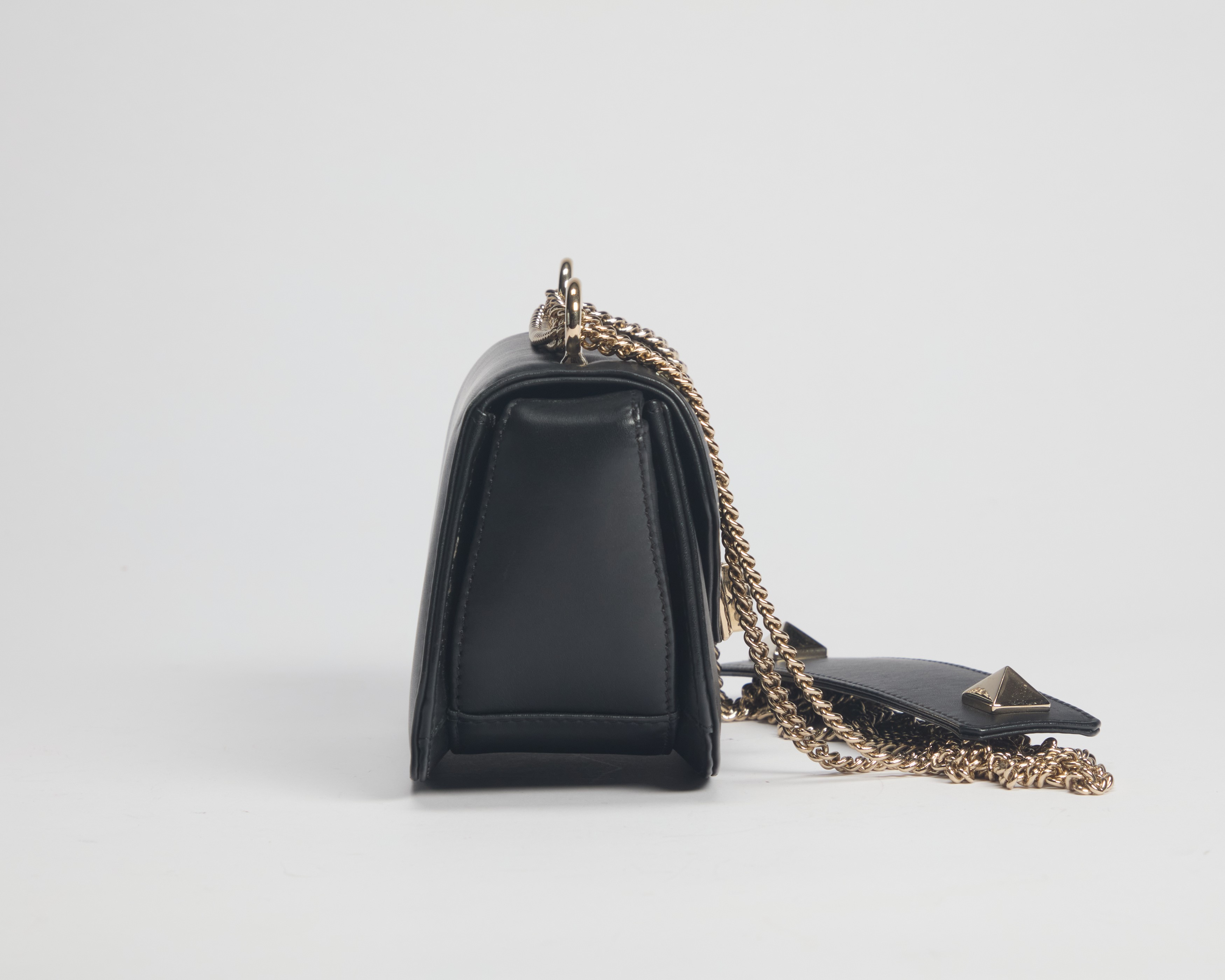 Valentino Garavani - Mini VLTN, borsa in pelle nera con tracolla a catena