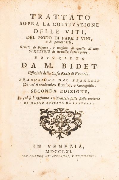 Trattato Sopra la Coltivazione delle Viti, del Modo di Fare i Vini e di Governarlo