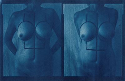 Nudo futurista, stampa a contatto cianotipo