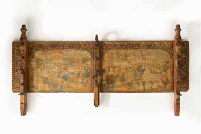 Sponda di Carretto in Legno Intagliato e Dipinto, Sicilia Fine Secolo XIX - Inizi Secolo XX