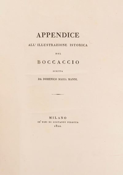 Appendice All'illustrazione Istorica del Boccaccio